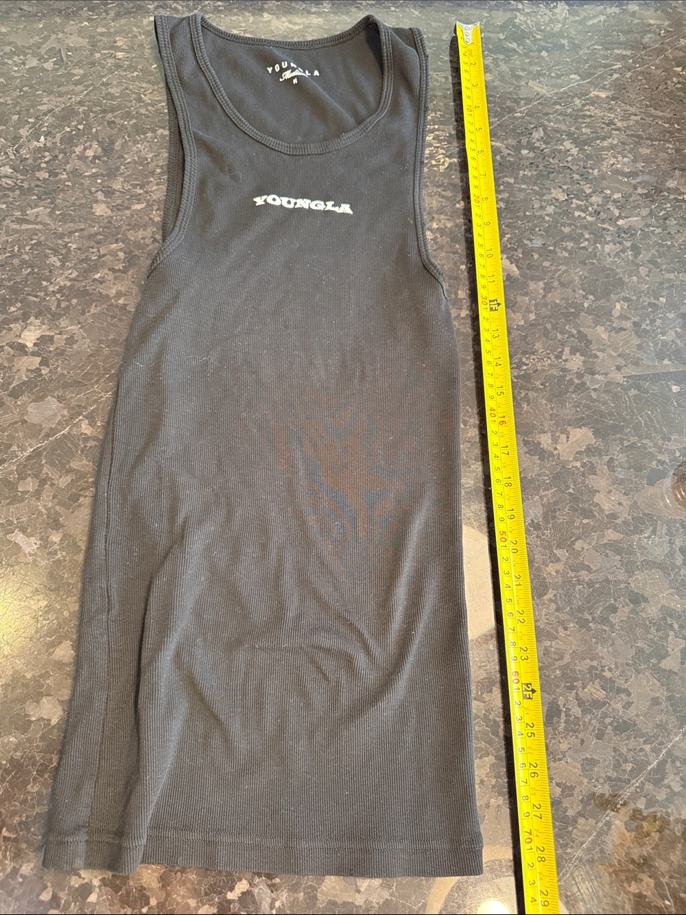 YoungLA Black Ribbed Logo Tank Top